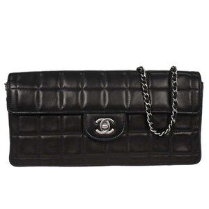 Chanel Black Lambskin East West Choco Bar Shoulder Bag 154060